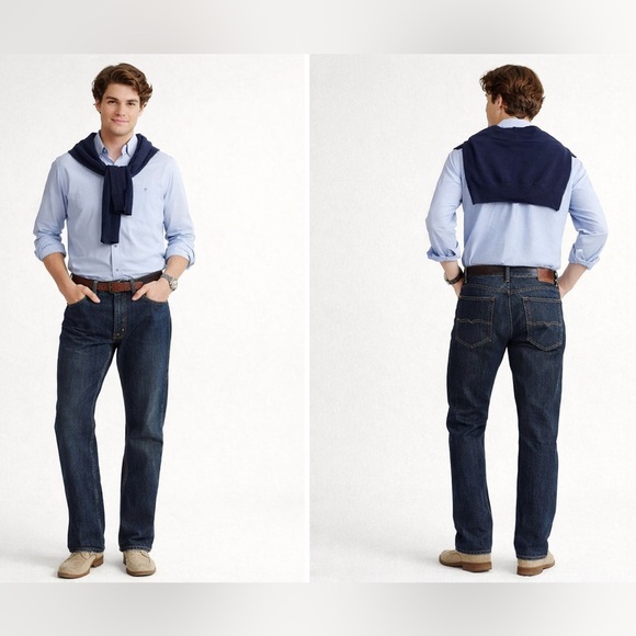 Polo Ralph Lauren Vintage Y2K Leather Patch Straight Leg Jeans Sz. 40x32‎